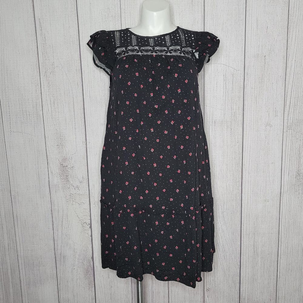 Torrid Mini Rayon Slub Crochet Yoke Shift Dress, size 1